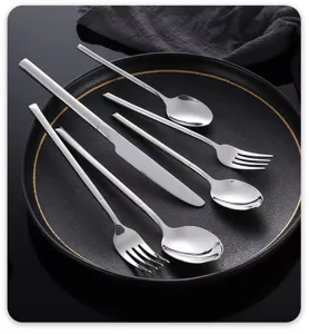 Edelstahl Besteck Set modern poliert Messer Gabel Löffel für Küche und Restaurant