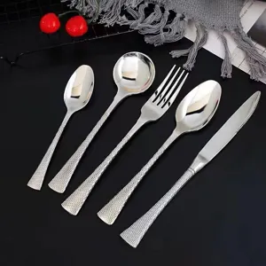 Edelstahl Besteckset 5tlg Messer Gabel Löffel Küchengeschirr Tischbesteck Set neu