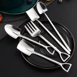 Set di cucchiaio e forchetta a forma di pala in acciaio inossidabile 304 stoviglie carine
