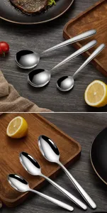 Set di cucchiai in acciaio inossidabile di tre dimensioni posate da cucina