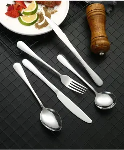 Juego de cubiertos de acero inoxidable vajilla cuchillo tenedor cuchara plateado