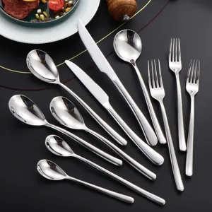 Edelstahl Französisch Mondlicht Geschirr Messer Gabel Und Löffel Set Verdickt Steakmesser Dessertlöffel Gabel Küche Essbesteck