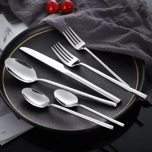 Edelstahl Besteck Set Messer Gabel Löffel Küche Geschirr Set edles Design Tischdeko