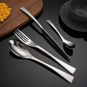 Set posate in acciaio inox 4 pezzi moderno lucidato a specchio per cucina da tavola