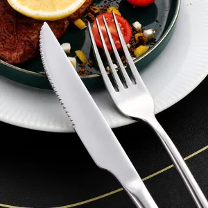 Edelstahl Steakmesser und Gabel Set, französischer Stil schweres Besteck für Hotel und Küche.