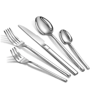 Edelstahl Besteckset Küchenmesser Gabel Löffel Modernes Essbesteck Set 5-teilig