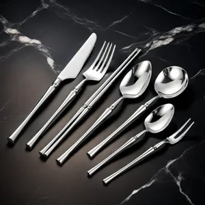 Moderne Minimaliste Acier Inoxydable Couteau à Steak Fourchette Cuillère Ensemble de Vaisselle Cuisine Coutellerie pour Hôtel Maison Adultes