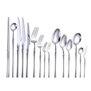 Ensemble de couverts en acier inoxydable 304, élégants couteaux, fourchettes et cuillères pour table.
