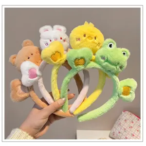 Diadema de felpa de animales osito conejo pollito rana de dibujos animados para niños moda.