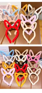 Cute plush bunny ear headband for kids girls winter soft hair accessories sweet style