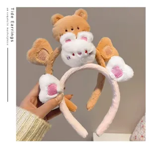 Linda diadema de peluche oso conejo accesorio de cabello dulce para niños uso diario