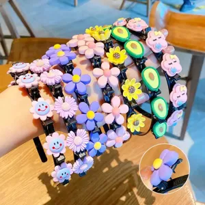 Sweet floral kids hairbands cute multi layer hair accessories for girls daily wear style