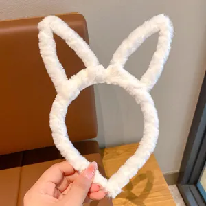 Kids Cute Plush Rabbit Ear Headband Sweet Style Soft Hair Hoops Casual Daily Wash Face Hair Accessories For Girls