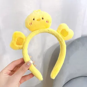 Lindo diadema de felpa de pollito amarillo para mujeres y niñas,accesorio de pelo suave