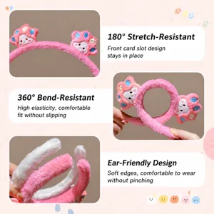 Schattige pluche kattenpoot haarband voor vrouwen en meisjes, zachte elastische haarhoepel.