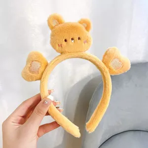 Linda diadema de oso de peluche de dibujos animados para niños y mujeres, accesorio suave.