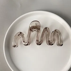 Wavy hair claw clip transparent jelly color fashion hair accessories for women and girls daily styling.