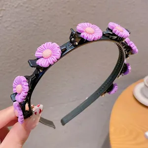 Summer multi-clip floral hair hoop for girls sweet cute black headband hair accessories