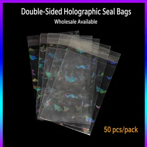 Dubbelzijdige Holografische Laser Zelfklevende OPP Plastic Tassen Voor Anime Badges Kaarten Opslag Verpakking Duitbare Beschermende Tassen