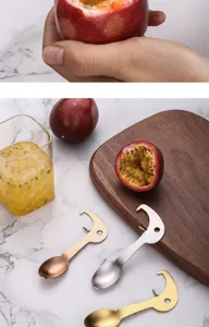 Edelstahl Passionsfrucht Offner Loffel multifunktionales Kchenhelfer Obst Werkzeug 3Stk