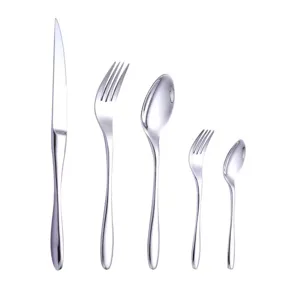 Set di posate in acciaio inossidabile 304 di qualità con coltello, forchette e cucchiai.