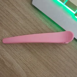 Large pink duckbill hair clip matte surface professional styling clamp for women and girls makeup