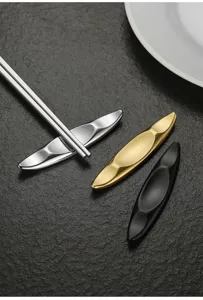 Stainless steel chopstick rest set boat shaped holder tableware kitchen dining table decor