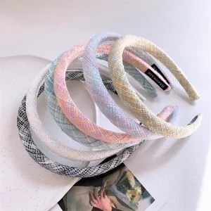 Elegant tweed fabric headband set, stylish pastoral style hair hoop for women and girls daily wear.