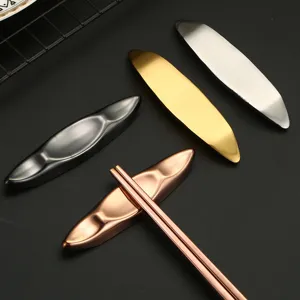 Stainless steel chopstick rest holder, creative boat shape tableware for home hotel dining table.