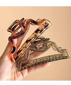 Grande molletta per capelli geometrica in acetato, elegante fermaglio per acconciature donna.