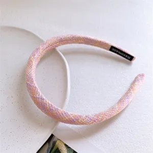 Tweed pink headband for women sweet style cute hair hoop daily fashion hair accessory