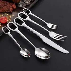 Set di posate in acciaio inossidabile stile europeo coltello forchetta cucchiaio immagine