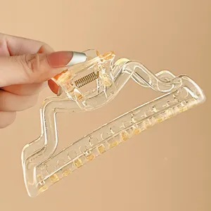 Molletta per capelli trasparente da 13 cm elegante pinza a squalo cava ondulata per capelli spessi