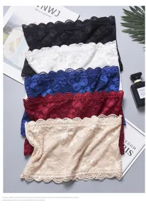 Top tubo bandeau de encaje para mujer verano transpirable lencería sexy sujetador sin tirantes
