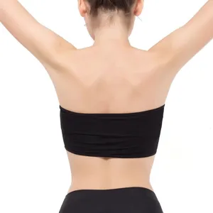 Sujetador bandeau sin tirantes negro para mujer top tubo sin costuras vista trasera imagen