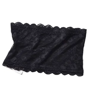 Mujer negro encaje bandeau top sin tirantes sin costuras sujetador basico verano