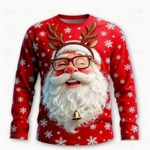 Men's Christmas Santa Claus Long Sleeve Graphic T-Shirt Casual Round Neck Holiday Top