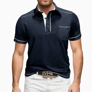 Polo Uomo Collo Risvolto Maniche Corte Profilo Contrasto Top Estivo Casual Modello.