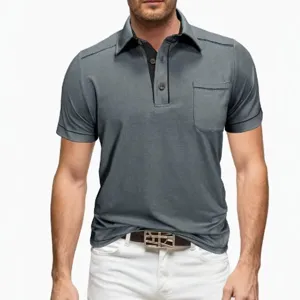 Uomo polo manica corta design colore contrasto estate business golf top nuovo