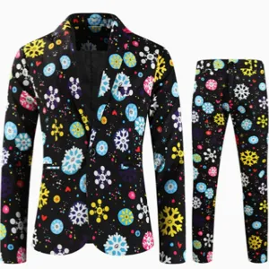 Completo da uomo in 2 pezzi con stampa digitale, composto da giacca elegante e pantaloni.