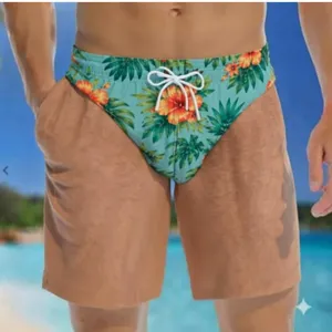 Herren lustige tropische 3D Muster Badehose Kordelzug Strandshorts für Urlaub Schwimmen