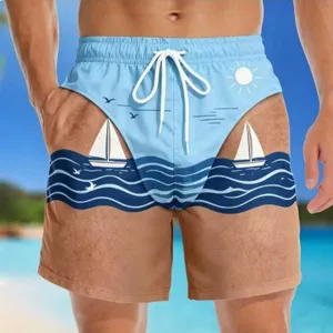 Lustige 3D Druck Herren Badehosen Tropisches Bikini Muster Kordelzug Strand Board Shorts Sommer Schnelltrocknend Schwimmhose Für Herren