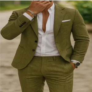 Ensemble Costume Vert Olive Homme DeuxPieces Blazer et Pantalon de Style Affaires