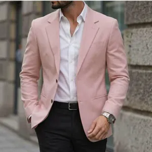 Veste de blazer rose décontractée pour homme élégante tenue d'affaires et de fête élégante