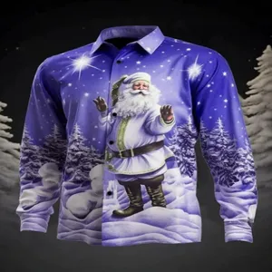 Camisa de manga larga de Navidad para hombre impresión 3D fiesta vacaciones top nuevo