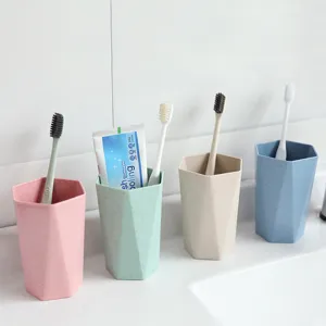 Wheat Straw Geometric Mouthwash Cup Household Portable Toothbrush Cup Simple Drinking Cup