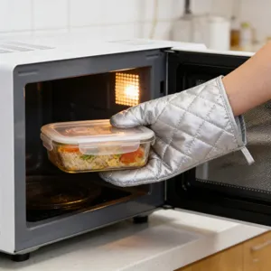 Gants de four isolants argentés pour cuisine micro-ondes cuisson résistants à la chaleur