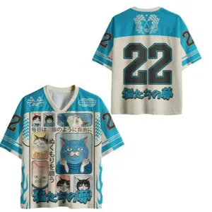 Summer mens casual breathable 3d digital print cat graphic short sleeve t-shirt jersey