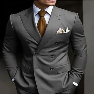 Ensemble de costume gris croisé pour homme tenue formelle d'affaires blazer classique élégant