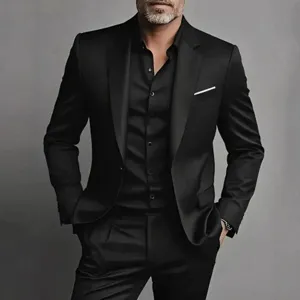 Men's black suit set two piece formal business casual blazer jacket and trousers outfit